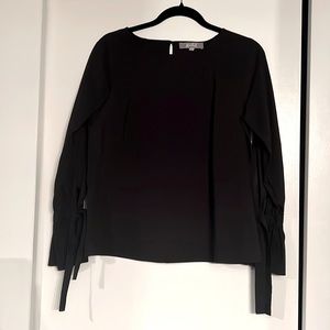 Black Blouse with Wrist Tie Detail